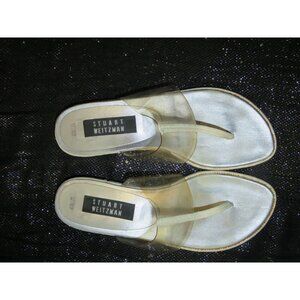 Stuart Weitzman Ceetee White & Clear Italian Leather Sandals size 6.5